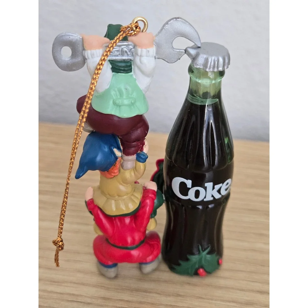 Coca-Cola Bottling Works Collection Christmas Ornament Elves Opening Coke Bottle